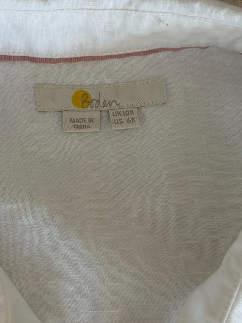 Boden Oversize White linen button-up Shirt, Sz 6 - Picture 3 of 4